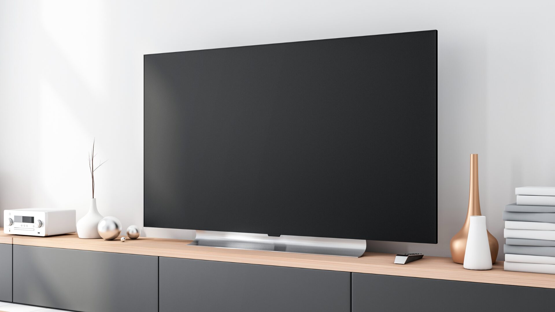 オシャレなテレビ台にテレビが設置されている