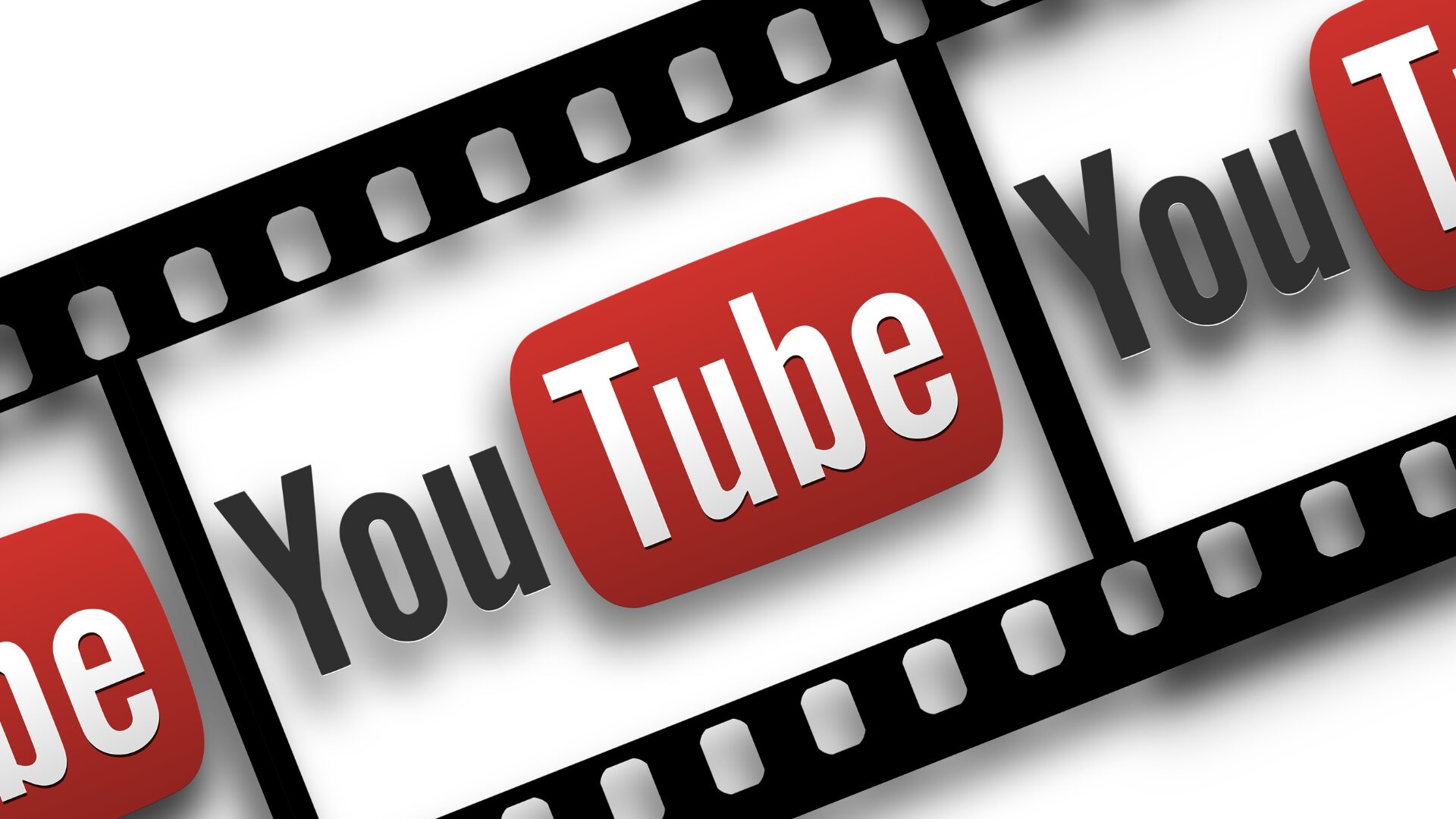 YouTubeの文字が右上がりに書いてある